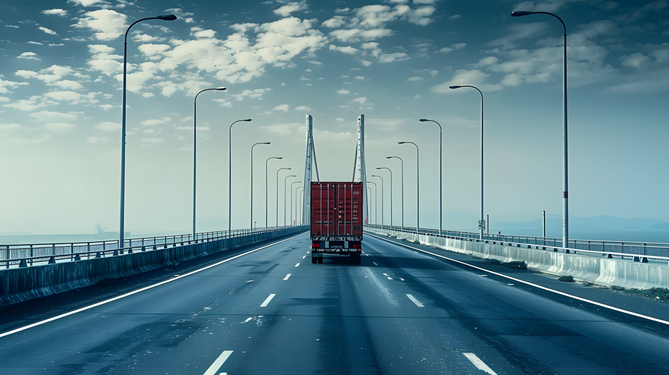 container truck on the cross-sea bridge
